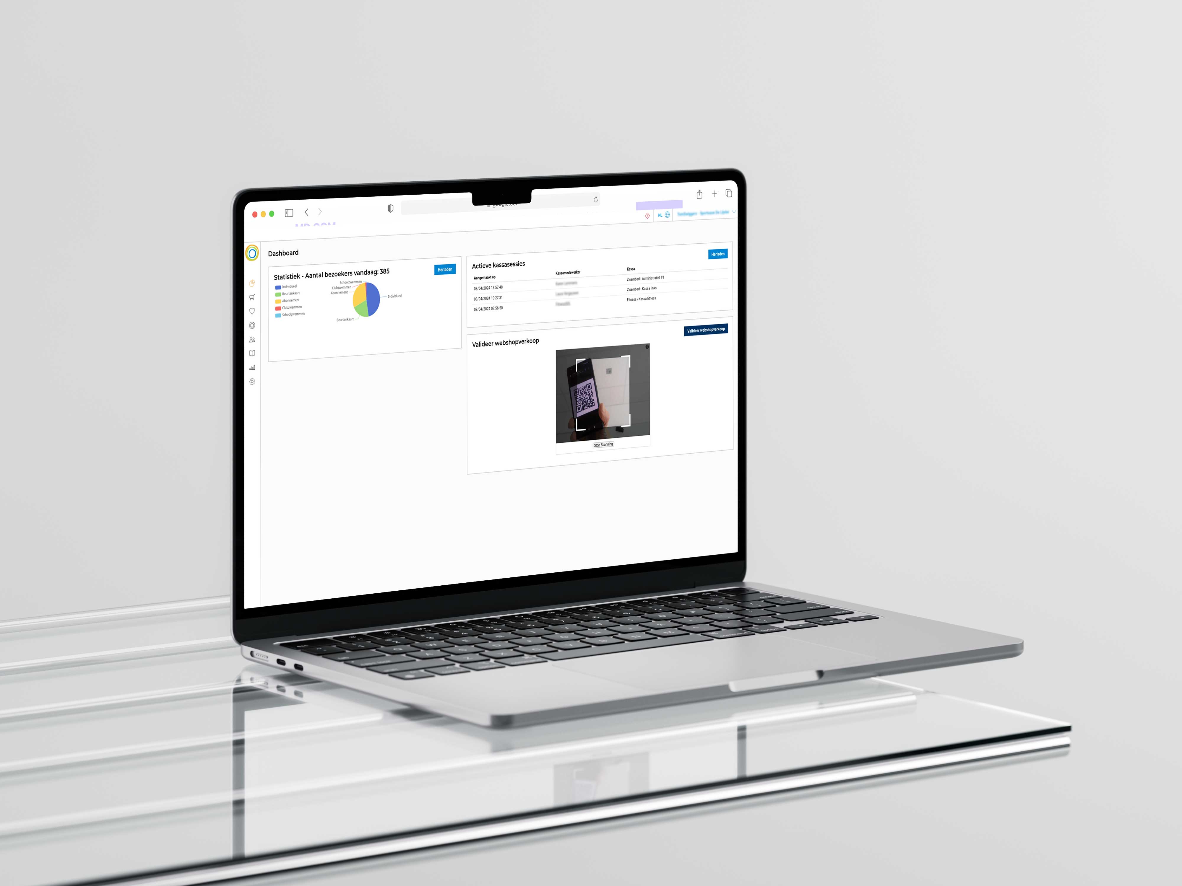 SportOffice dashboard running on a MacBook