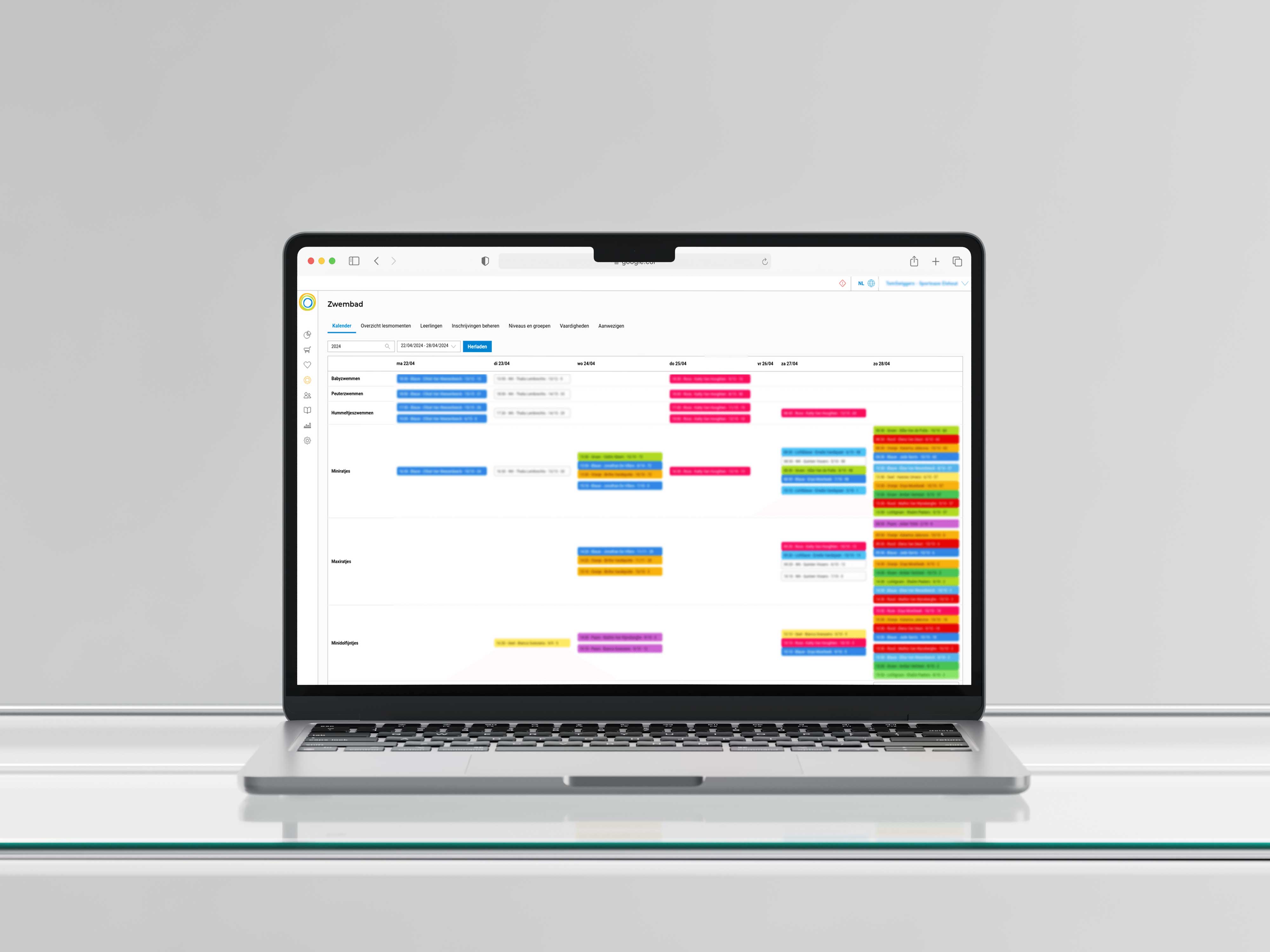 SportOffice scheduling interface on a MacBook